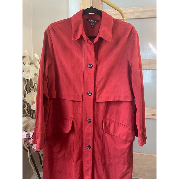 Zara Trf Women's Small/M Full Length Coat Fall Orange Color Long Sleeves Pockets - Picture 5 of 8